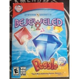 Bejeweled 2 With Peggle PC Game (Windows/Mac, 2009) New In Slip Cover